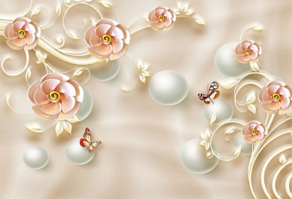 Fototapeta 3D květiny s perlami 1988